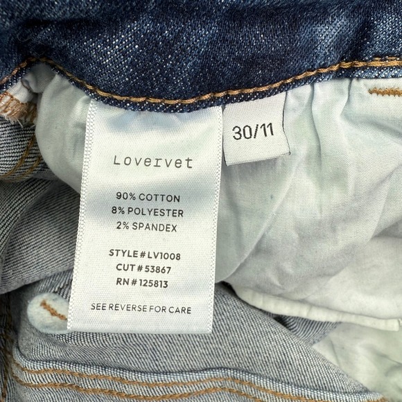 Lovervet by Vervet Jean Womens 30 11 (31x26) Cropped Frayed Hem Distressed Denim - Picture 3 of 13